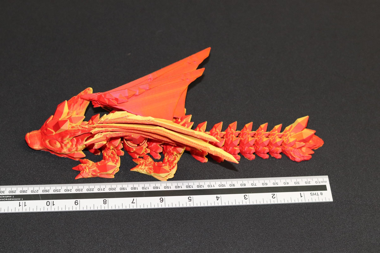 Toy Flying Dragon, articulated, Wings, Posable, Medium 12" long