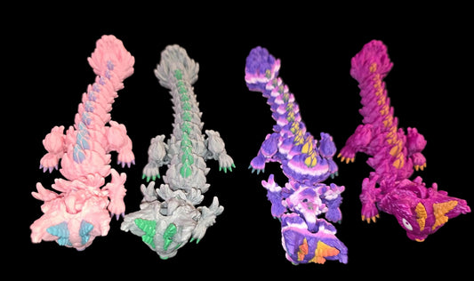Custom Color Toy Articulated Baby Cat Dragon Rainbow Primary Color