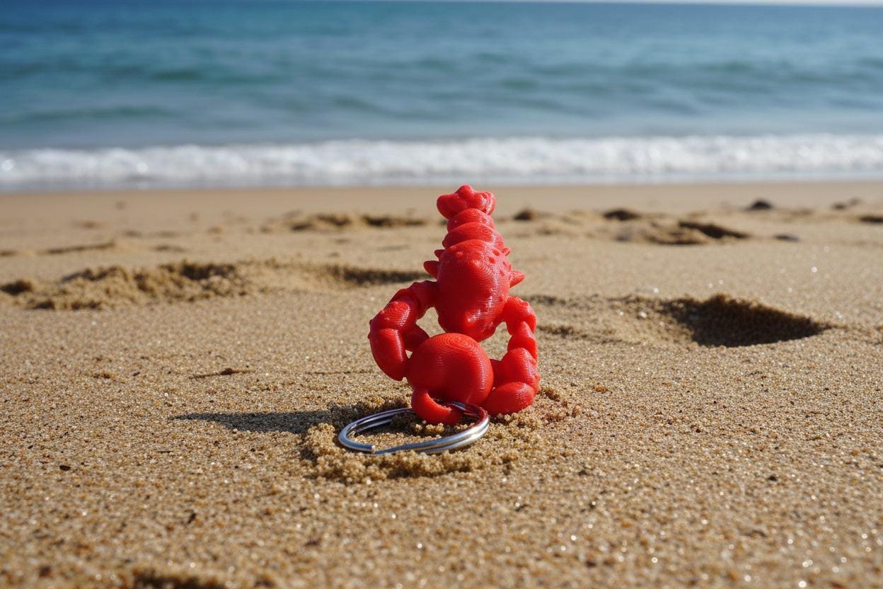 Toy Lobster Heart Keychains